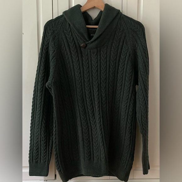 British Khaki Other - British Khaki Shawl Collar Cotton Blend Cable  Green Sweater size M